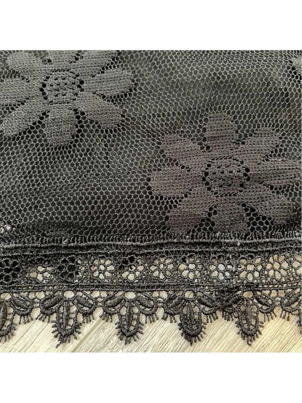 Black Sheer Lace Daisy Flower Sleeveless Top with Open Back S/M - Picture 8 of 14